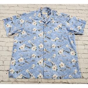 Kamp Shirt Hawaiian Button Shirt Military Planes MENS SIZE XL